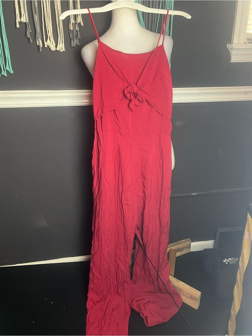 Red Active USA jumpsuit with tie front detail, size Medium